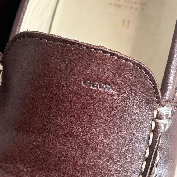 Geox Respira Comfort Shoes Euro 41 Brown Leather Loafers 10 10.5 Square Toe - Picture 4 of 12